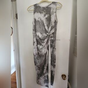 Nine Britton Gray Abigail Brushed Knit Ruched Sheath Midi Dress